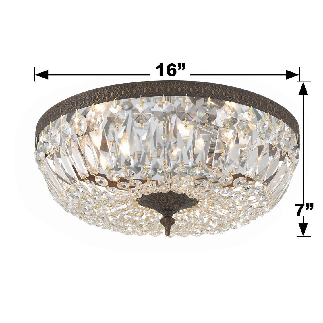 Crystorama 3 Light Swarovski Strass Crystal Polished Chrome Flush Mount 716-CH-CL-S