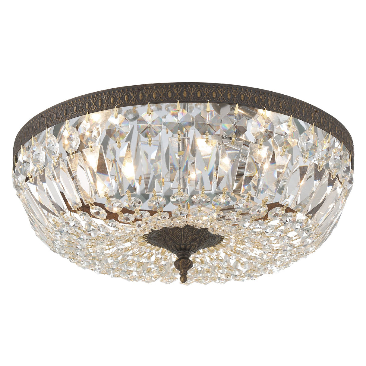 Crystorama 3 Light Swarovski Strass Crystal English Bronze Flush Mount 716-EB-CL-S