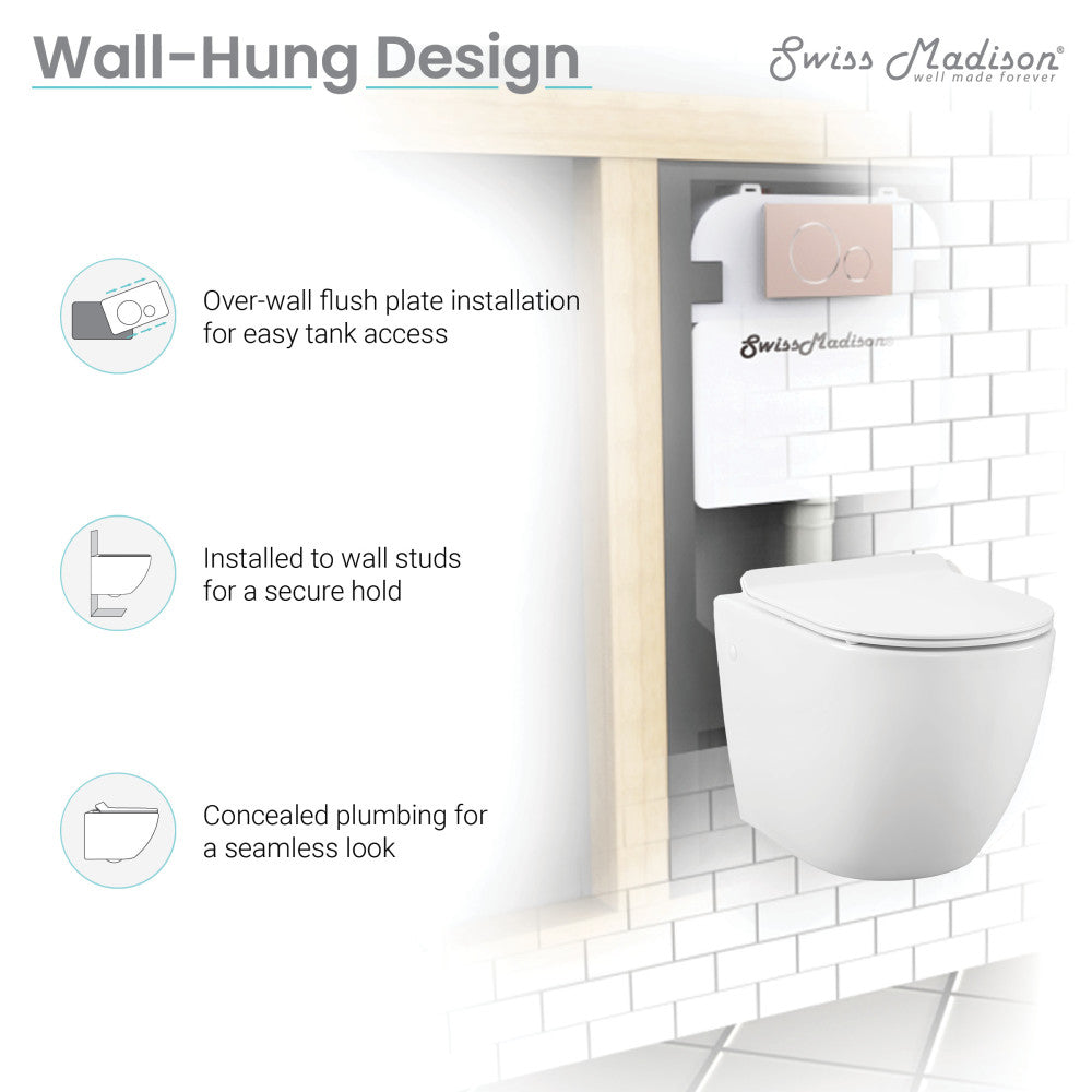 Swiss Madison Well Made Forever SM-WK449-01W - St. Tropez Wall Hung Toilet Bundle, Glossy White