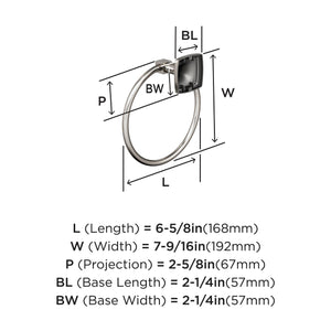 Amerock BH36092G10 Brushed Nickel Towel Ring 7-9/16 in (192 mm) Length Towel Holder Stature Hand Towel Holder for Bathroom Wall Small Kitchen Towel Holder Bath Accessories