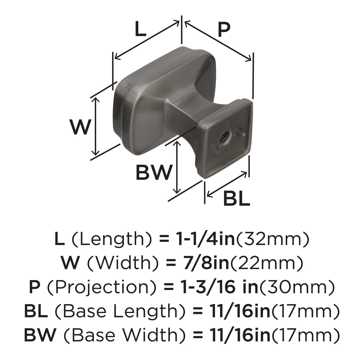 Amerock Cabinet Knob Satin Nickel 1-1/4 inch (32 mm) Length Revitalize 1 Pack Drawer Knob Cabinet Hardware