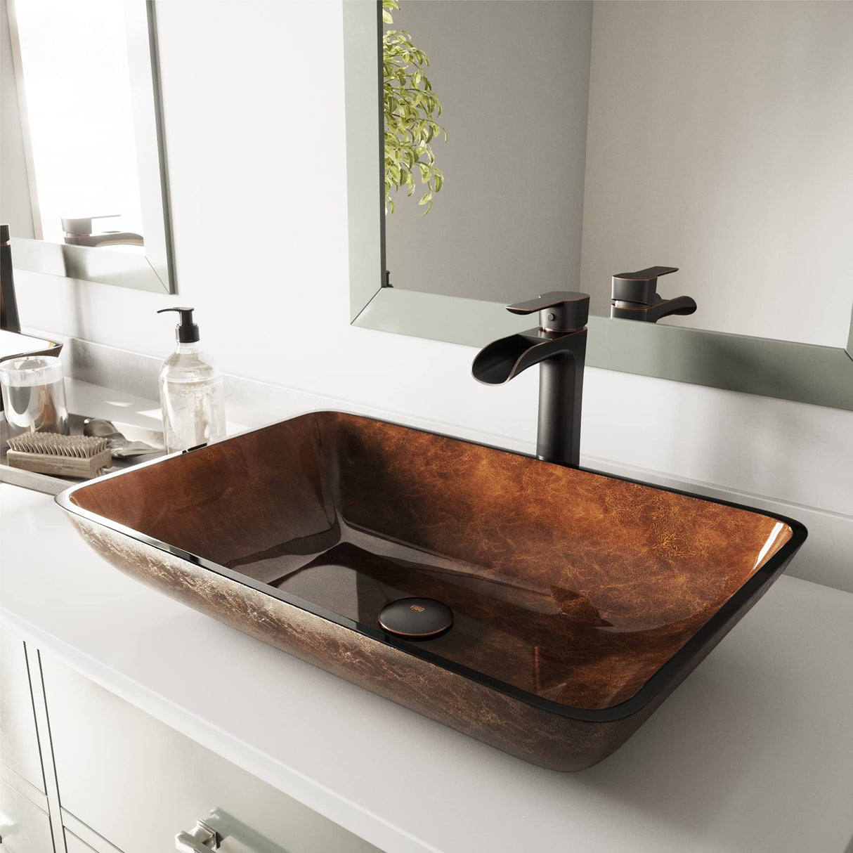 VIGO 2.75" Diameter Vessel Bathroom Sink Pop-Up Drain and Mounting Ring Without Overflow in Antique Rubbed Bronze Finish