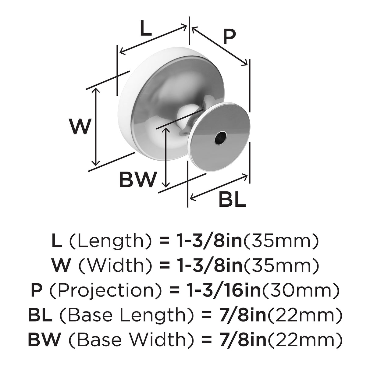 Amerock Cabinet Knob Polished Chrome 1-1/2 inch (38 mm) Diameter Exceed 1 Pack Drawer Knob Cabinet Hardware