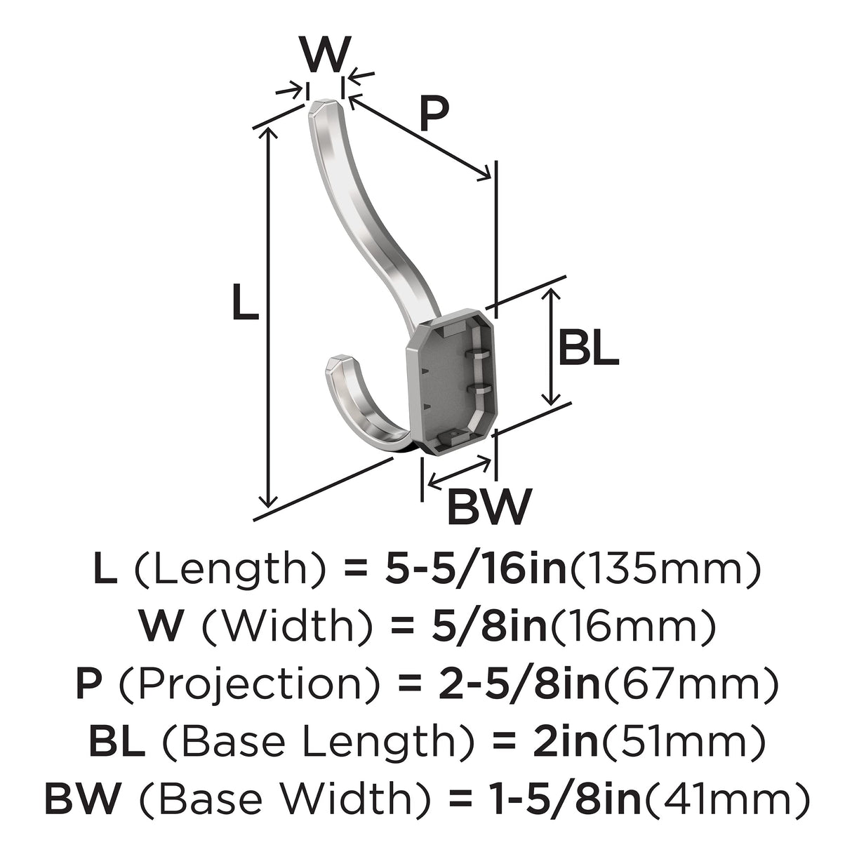 Amerock HBX3669326 Granlyn Double Prong Decorative Wall Hook Polished Chrome Hook for Coats, Hats, Backpacks, Bags Hooks for Bathroom, Bedroom, Closet, Entryway, Laundry Room, Office
