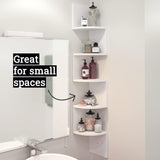Greenco Corner Shelf, 5 Tier Shelves for Wall Storage, Easy-to-Assemble Floating Wall Mount Shelves for Offices, Bedrooms, Bathrooms, Kitchens, Living Rooms and Dorm Rooms, Espresso Finish