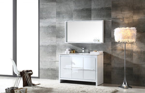 Fresca FVN8148WH Fresca Allier 48" White Modern Bathroom Vanity w/ Mirror