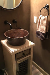 Premier Copper Products PVRTRDB 14.5-Inch Forest Vessel Hammered Copper Sink