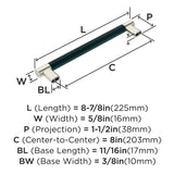 Amerock BP36562PNBBR Esquire Cabinet Pull, 8in (203mm) Center-to-Center, Polished Nickel/Black Bronze