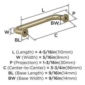 Amerock Cabinet Pull Golden Champagne 3-3/4 in (96 mm) Center-to-Center Drawer Pull |Factor Kitchen and Bath Hardware Furniture Hardware