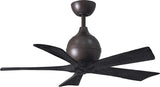 Matthews Fan IR5-TB-BK-42 Irene-5 five-blade paddle fan in Textured Bronze finish with 42" solid matte black wood blades.