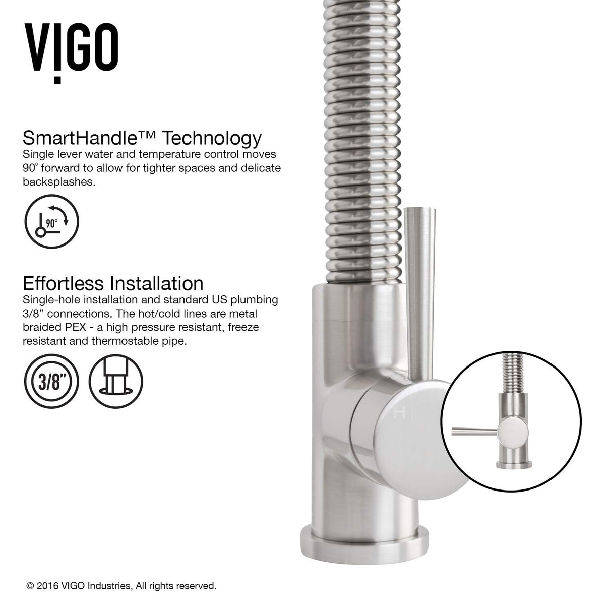 VIGO VG02001STK2 19" H Edison Single-Handle with Pull-Down Sprayer Kitchen Faucet with Soap Dispenser in Stainless Steel