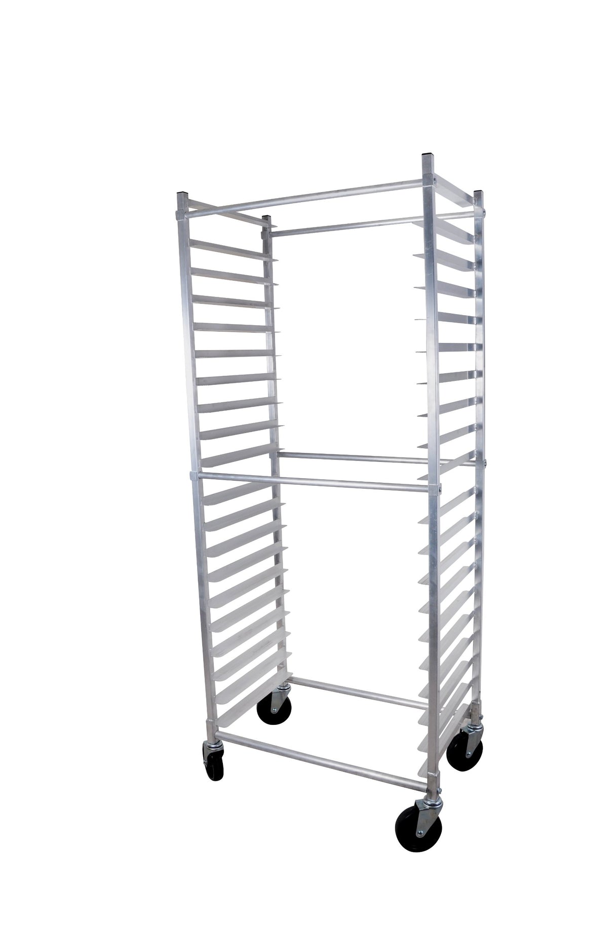 John Boos ABPR-1820-3KD Aluminum 6063 Front Load Mobile Pan Rack with 5" Casters, Standard, 20 Capacity, 26" Length x 20-1/2" Width 69" Height