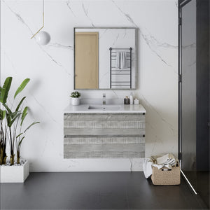 Fresca FVN3136ASH Fresca Formosa 36" Wall Hung Modern Bathroom Vanity w/ Mirror in Ash