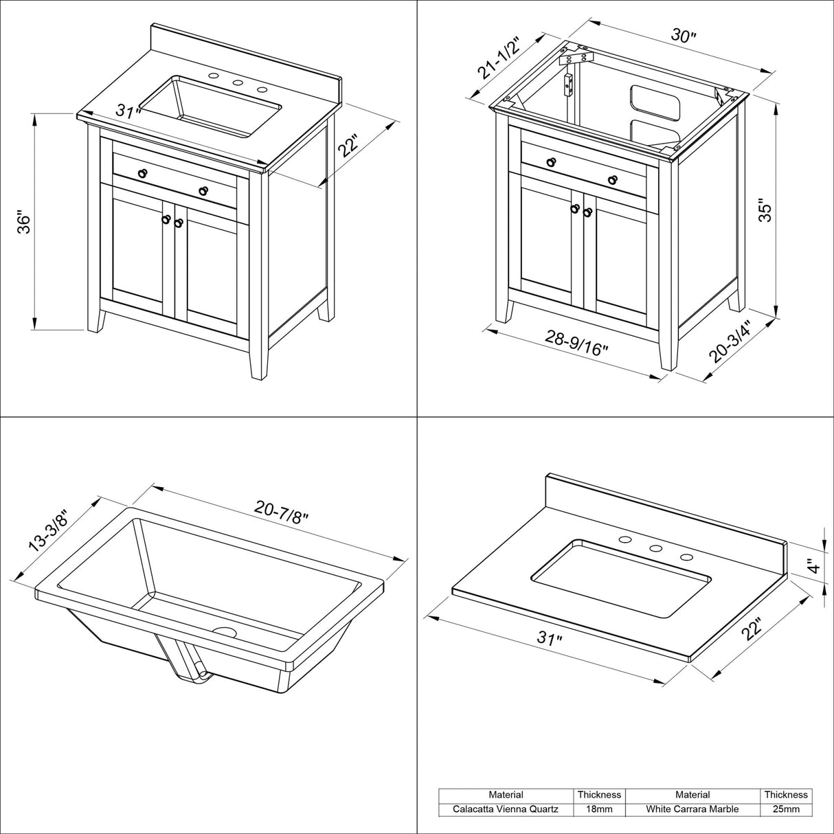 Jeffrey Alexander VKITCHA30BLSGR 30" Hale Blue Chatham Vanity, Steel Grey Cultured Marble Vanity Top, undermount rectangle bowl