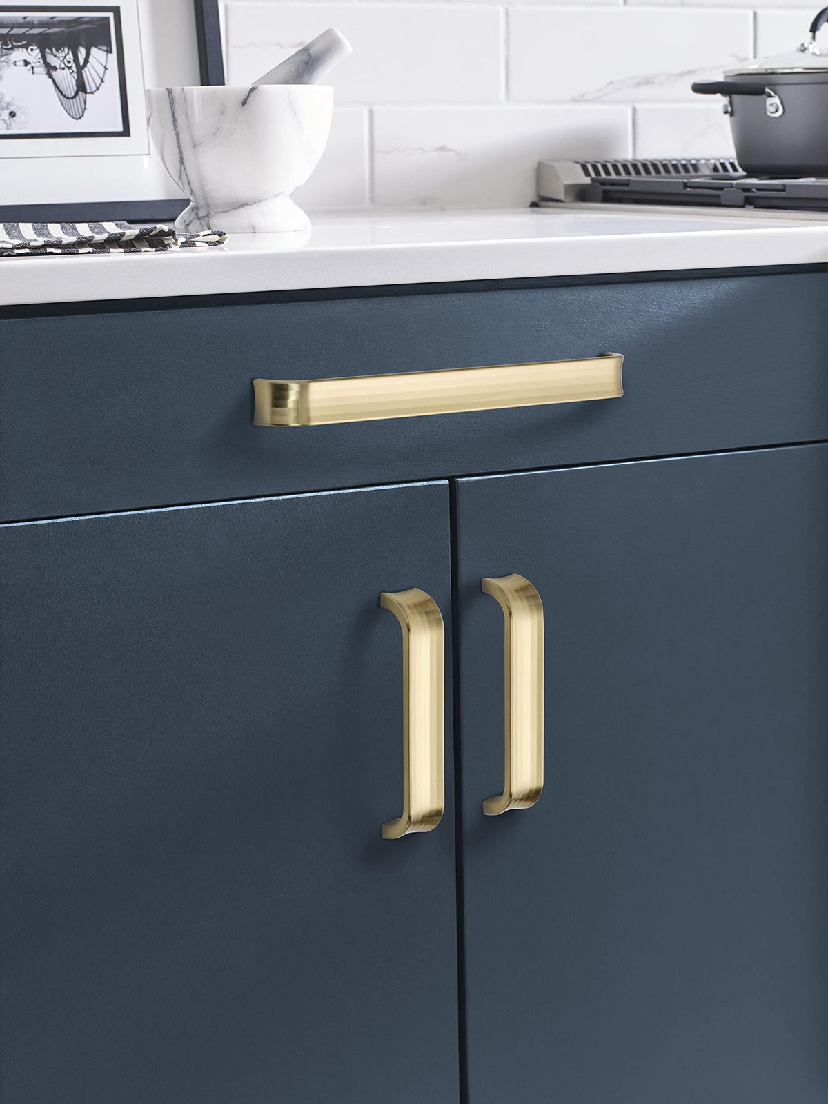 Amerock Cabinet Pull Golden Champagne 5-1/16 inch (128 mm) Center to Center Concentric 1 Pack Drawer Pull Drawer Handle Cabinet Hardware