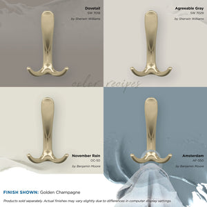 Amerock HBX37013BBZ Finesse Triple Prong Decorative Wall Hook Golden Champagne Hook for Coats, Hats, Backpacks, Bags Hooks for Bathroom, Bedroom, Closet, Entryway, Laundry Room, Office
