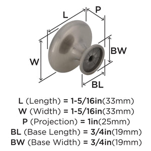Amerock Cabinet Knob Satin Nickel 1-5/16 inch (33 mm) Diameter Inspirations 1 Pack Drawer Knob Cabinet Hardware