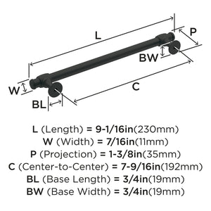 Amerock Cabinet Pull Matte Black 7-9/16 inch (192 mm) Center-to-Center Winsome 1 Pack Drawer Pull Cabinet Handle Cabinet Hardware