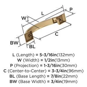 Amerock Cabinet Pull Champagne Bronze 3-3/4 in (96 mm) Center-to-Center Drawer Pull Candler Kitchen and Bath Hardware Furniture Hardware