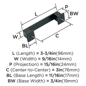 Amerock Cabinet Pull Matte Black 3 inch (76 mm) Center to Center Appoint 1 Pack Drawer Pull Drawer Handle Cabinet Hardware