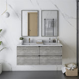 Fresca FVN31-2424ASH Fresca Formosa 48" Wall Hung Double Sink Modern Bathroom Vanity w/ Mirrors in Ash