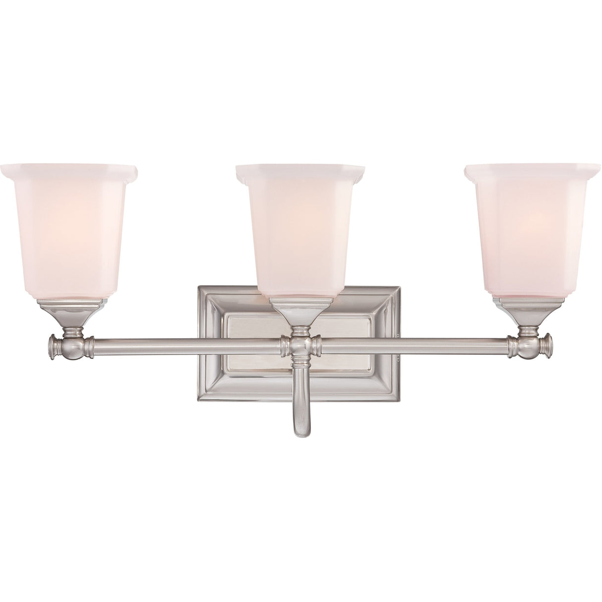 Quoizel NL8603BN Nicholas Mid Century Bath Vanity Wall Lighting, 3-Light, 300 Watts, Brushed Nickel (10"H x 22"W)