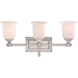 Quoizel NL8603BN Nicholas Mid Century Bath Vanity Wall Lighting, 3-Light, 300 Watts, Brushed Nickel (10"H x 22"W)