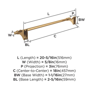 Amerock BH36053CZ Champagne Bronze Towel Bar 18 in (457 mm) Towel Rack Davenport Bathroom Towel Holder Bathroom Hardware Bath Accessories
