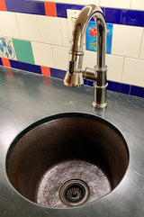 Premier Copper Products BR17DB 17-Inch Round Hammered Copper Prep Bar Sink