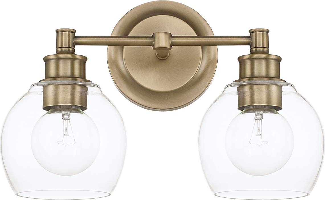 Capital Lighting 121121AD-426 Mid Century 2 Light Vanity Aged Brass