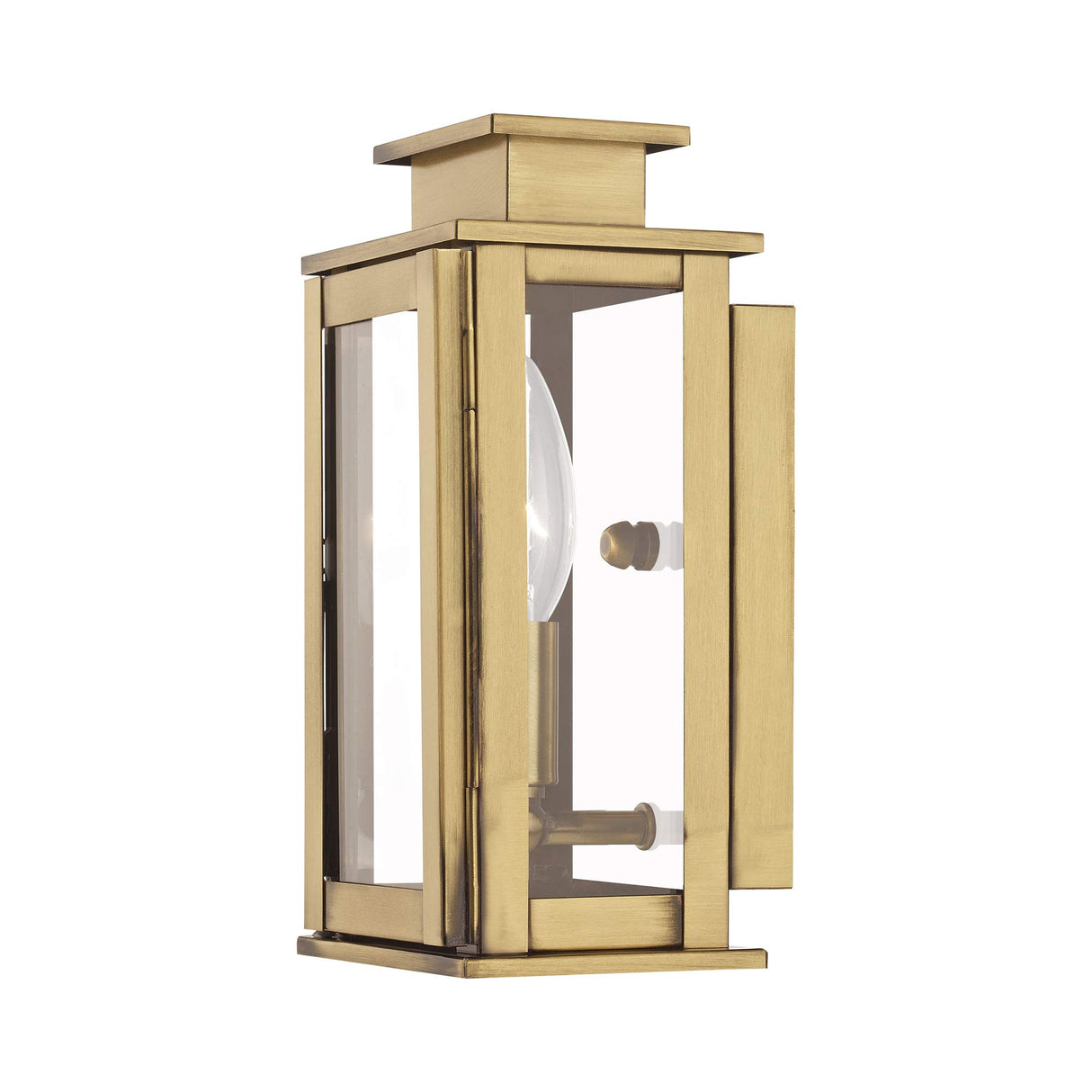 Livex Lighting 20191-01 Transitional One Light Outdoor Wall Lantern from Princeton Collection Finish, Antique Brass