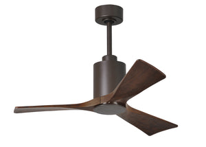Matthews Fan PA3-TB-WA-42 Patricia-3 three-blade ceiling fan in Textured Bronze finish with 42” solid walnut tone blades and dimmable LED light kit 