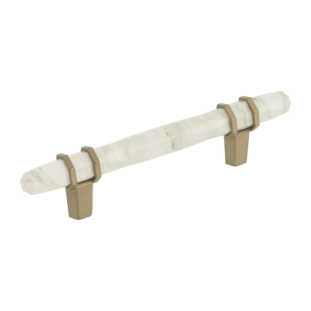 Amerock Cabinet Pull Marble White/Golden Champagne  3-3/4 inch (96 mm) Center to Center Carrione 1 Pack Drawer Pull Drawer Handle Cabinet Hardware