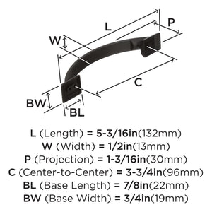 Amerock Cabinet Pull Oil Rubbed Bronze 3-3/4 inch (96 mm) Center to Center Candler 1 Pack Drawer Pull Drawer Handle Cabinet Hardware