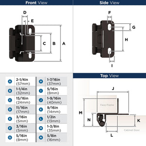 Amerock Cabinet Hinge 1/2 inch (13 mm) Overlay Hinge Oil Rubbed Bronze 2 Pack Self-Closing Hinge Partial Wrap Hinge Cabinet Door Hinge