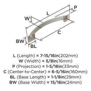 Amerock Cabinet Pull Satin Nickel 6-5/16 inch (160 mm) Center to Center Candler 1 Pack Drawer Pull Drawer Handle Cabinet Hardware
