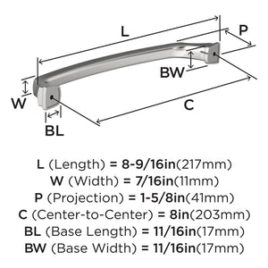 Amerock BP5535126 Polished Chrome Cabinet Pull 8 in (203 mm) Center-to-Center Cabinet Handle Revitalize Drawer Pull Kitchen Cabinet Handle Furniture Hardware