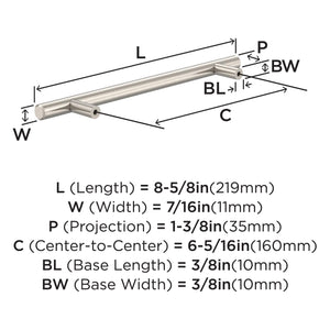 Amerock BP40520CSG9 Sterling Nickel Cabinet Pull 6-5/16 inch (160mm) Center-to-Center Cabinet Hardware Bar Pulls Furniture Hardware Drawer Pull