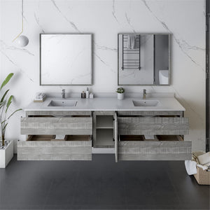 Fresca FVN31-361236ASH Fresca Formosa 84" Wall Hung Double Sink Modern Bathroom Vanity w/ Mirrors in Ash