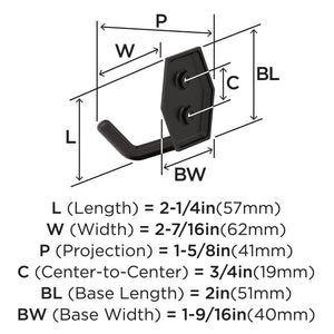 Amerock H37008ORB Benton Double Prong Decorative Wall Hook Oil Rubbed Bronze Hook for Coats, Hats, Backpacks, Bags Hooks for Bathroom, Bedroom, Closet, Entryway, Laundry Room, Office