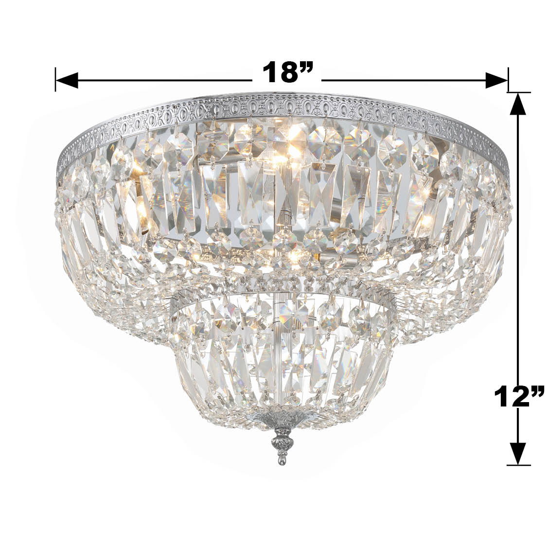 Crystorama 4 Light Swarovski Strass Crystal Polished Chrome Flush Mount 718-CH-CL-S