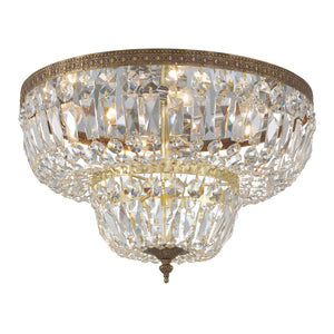 Crystorama 4 Light Swarovski Strass Crystal Olde Brass Flush Mount 718-OB-CL-S
