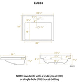 China Series Wall Mount Lavatory Sink with Single Faucet Hole