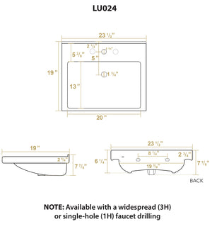 China Series Wall Mount Lavatory Sink with Single Faucet Hole