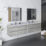 Fresca FVN31-361236ASH Fresca Formosa 84" Wall Hung Double Sink Modern Bathroom Vanity w/ Mirrors in Ash