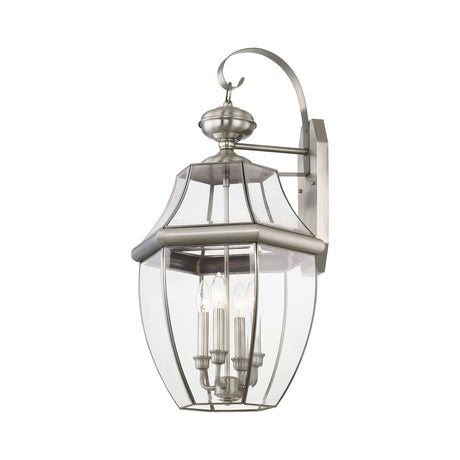 Livex Lighting 2356-91 Outdoor Wall Lantern with Clear Beveled Glass Shades, Brushed Nickel