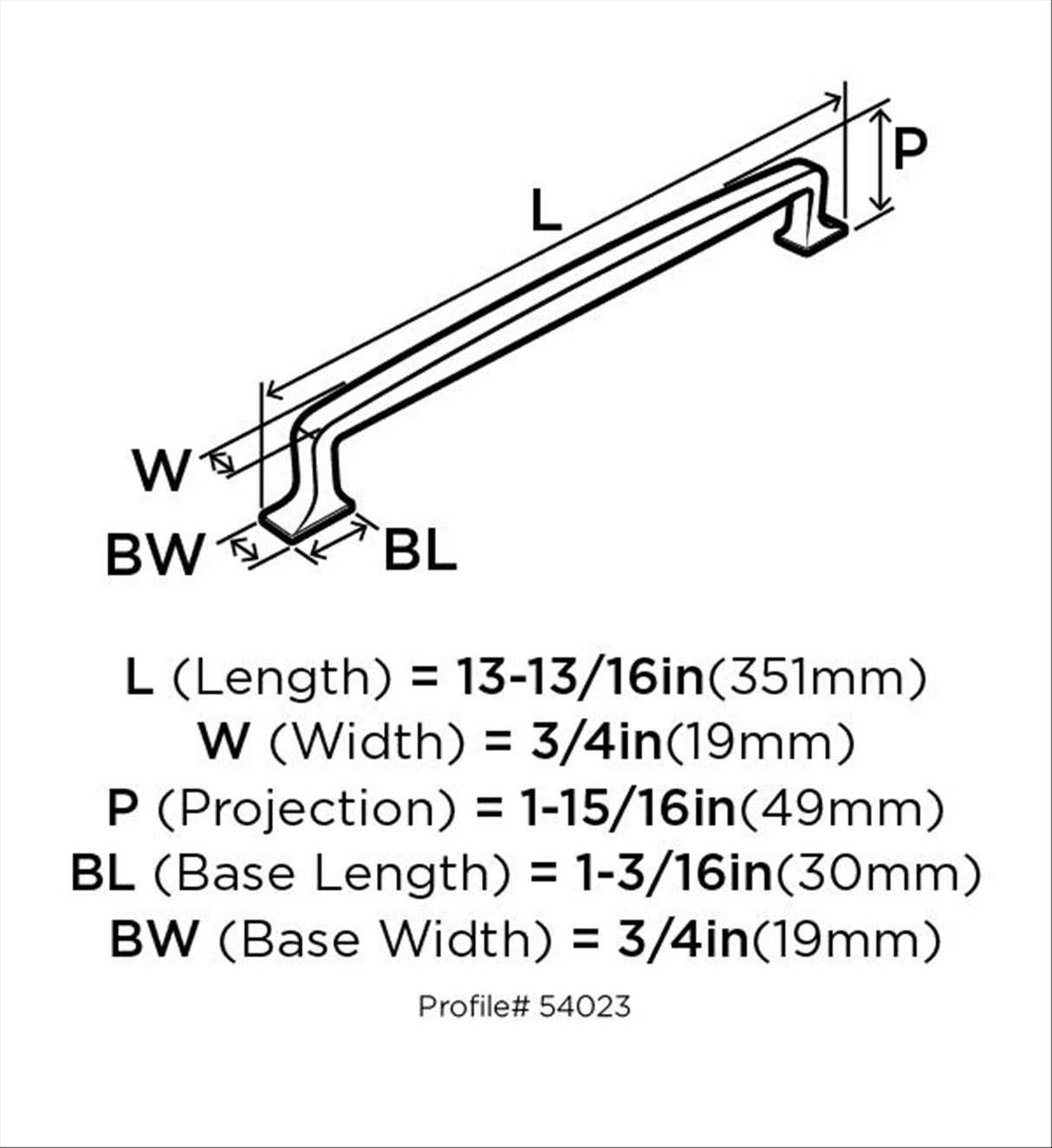 Amerock Appliance Pull Polished Nickel 12 inch (305 mm) Center to Center Westerly 1 Pack Drawer Pull Drawer Handle Cabinet Hardware