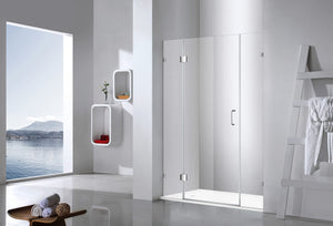 Genius Plus Frameless Shower Door Size fits for Width of 57' - 61'' * H76'' with a Side Panel in Matte Black Premium Hardware Finish, Low Iron Tempered Glass Included(59'') …