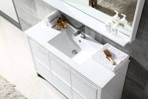 Fresca FVN8148WH Fresca Allier 48" White Modern Bathroom Vanity w/ Mirror