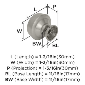Amerock Cabinet Knob Satin Nickel 1-3/16 inch (30 mm) Diameter Kane 1 Pack Drawer Knob Cabinet Hardware